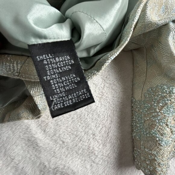 Carmen Marc Valvo Signature Womens Embellished Sleeve Brocade Jacket Size 12 - Picture 4 of 9